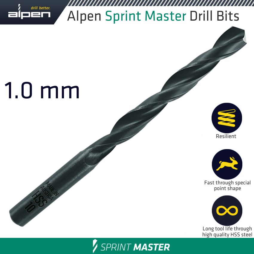 Hss Sprint Master 1 Mm X1 61501 Sleeved Din338 Alpen Drill Bit