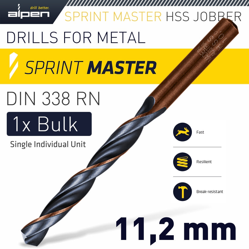 Hss Sprint Master 11.2 Mm Bulk Din 338 Alpen Drill Bit