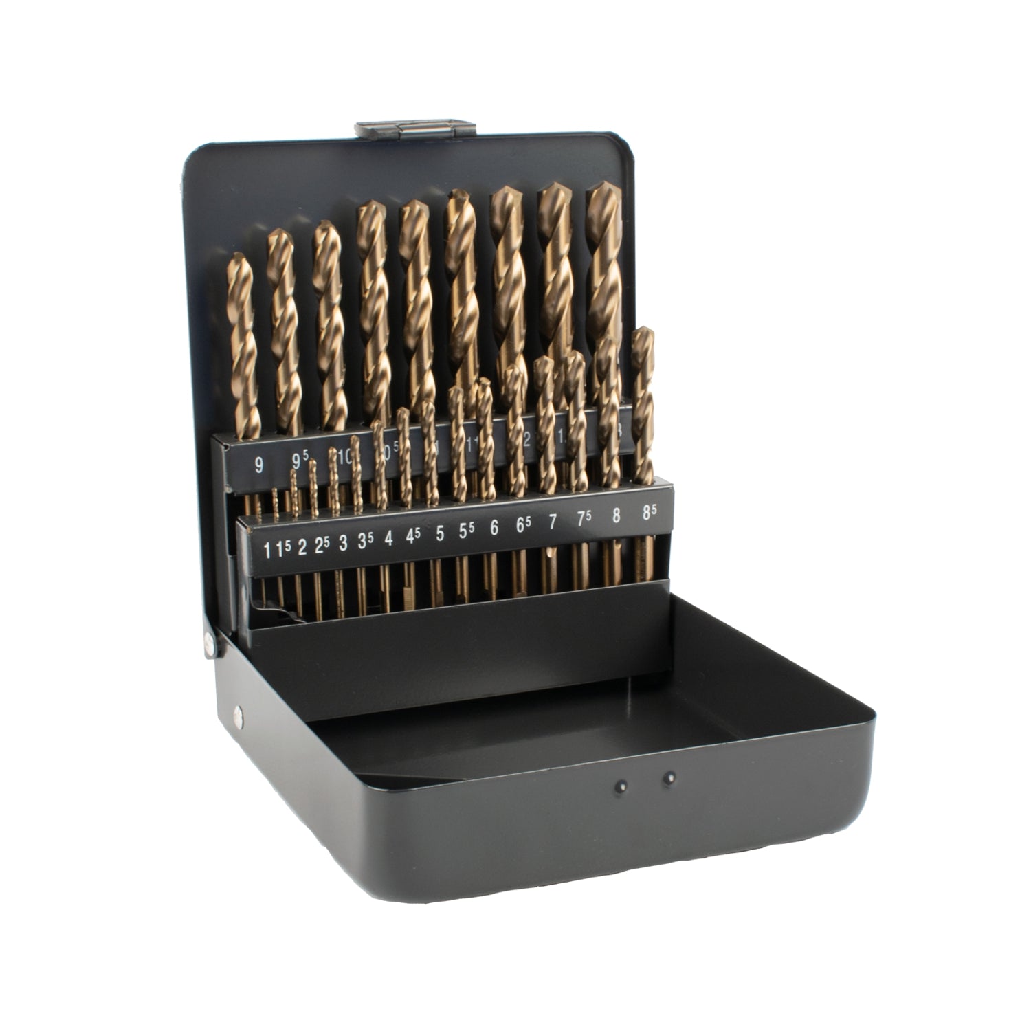 Hss Cobalt Drill Bit Set 25 Piece 1 13 Mm X 0.5 3 Sided In Metal Case