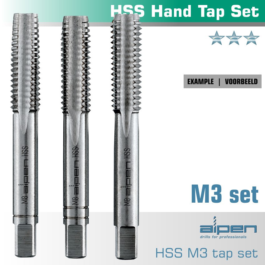 Hand Tap Set In Pouch M3 Hss 0.5 Mm Pitch