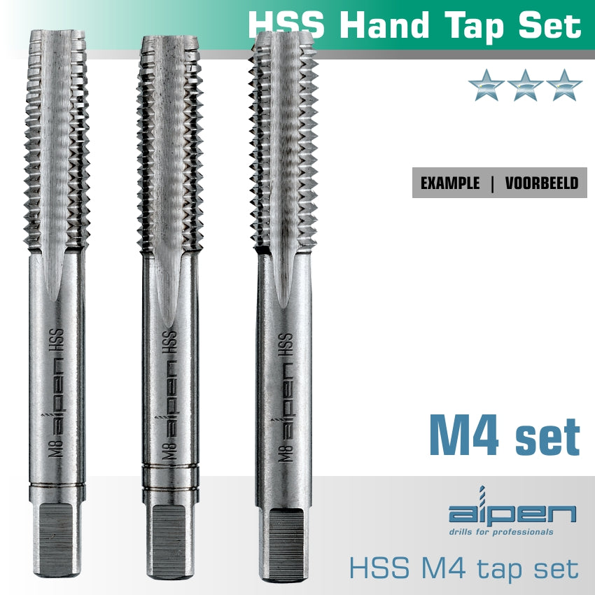 Hand Tap Set In Pouch M4 Hss 0.7 Mm Pitch