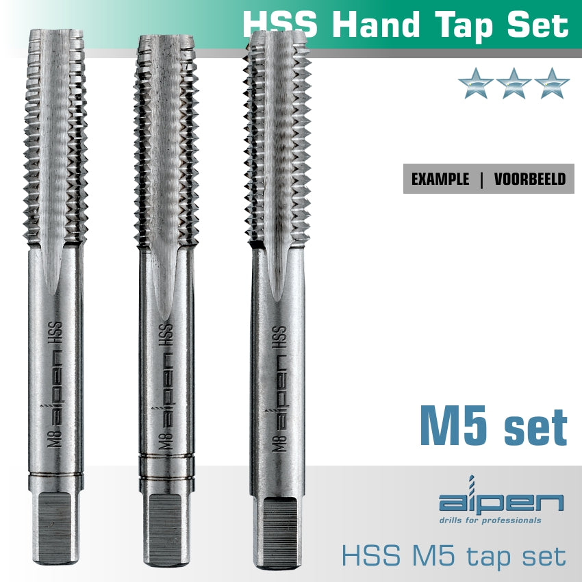 Hand Tap Set In Pouch M5 Hss 0.8 Mm Pitch