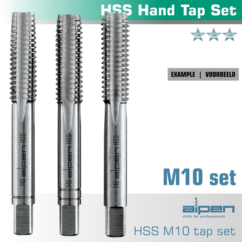 Hand Tap Set In Pouch M10 Hss 1.5 Mm Pitch