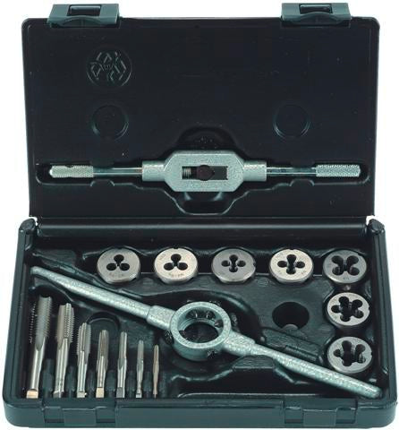 Tap & Die Set 16 Piece M3 M12 Hss With Die Holder & Tap Wrench