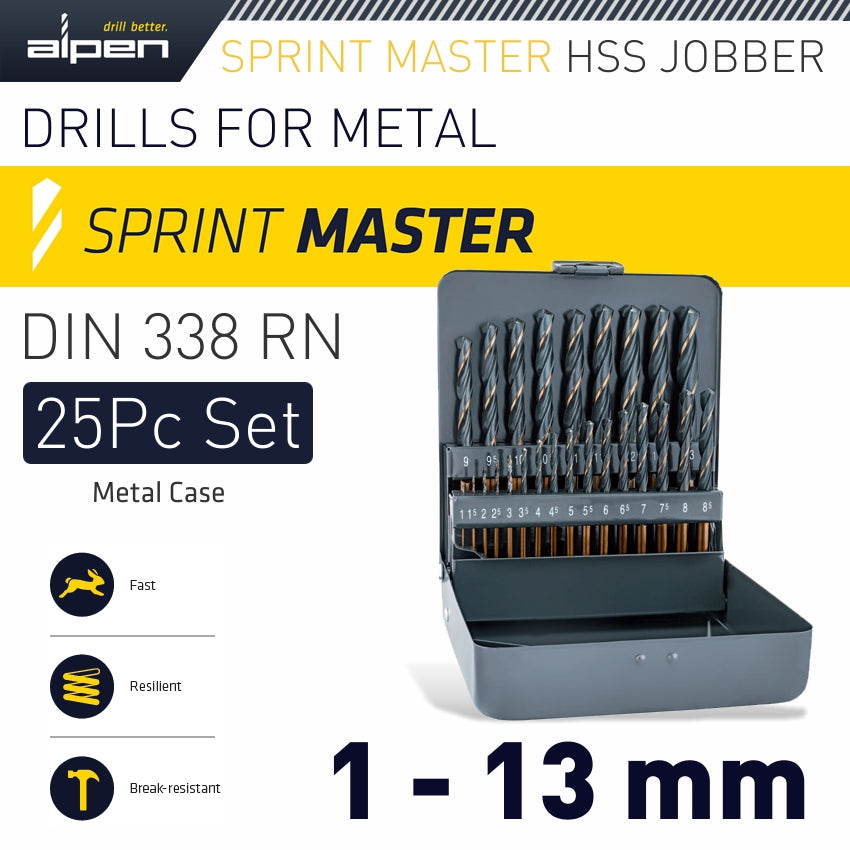 Alpen Sprint Master 25 Pcs Set Km25 1 13 X 0.5 Mm Metal Case