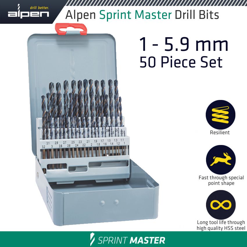 Alpen Sprint Master 50 Pcs Set Km50 1.0 5.9 X 0.1 Mm Metal Case