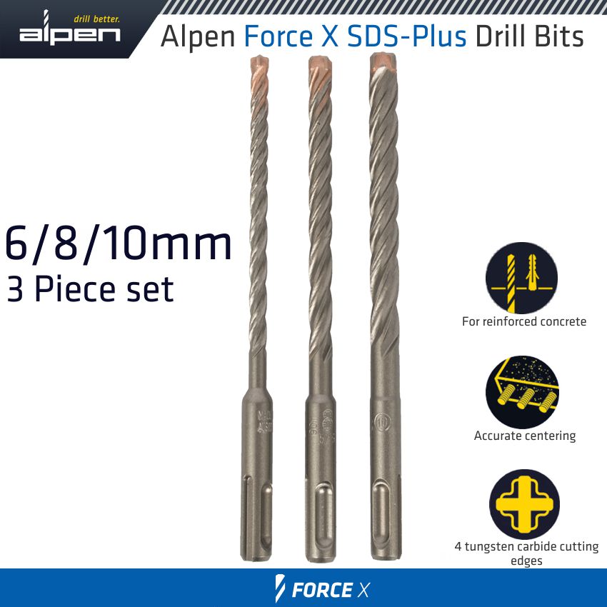 Force X Sds Set 3 Pcs 6/8/10 Mm X 160