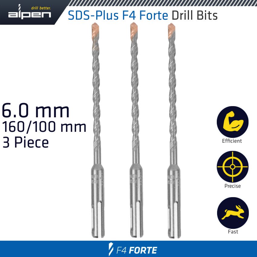 Sds Plus F4 Bit 6 Mm X 160 X 100 X 3 Pcs Drill Hammer