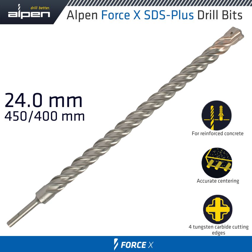 Force X 24.0 X 450/400 Sds Plus Drill Bit X4 Cutting Edges