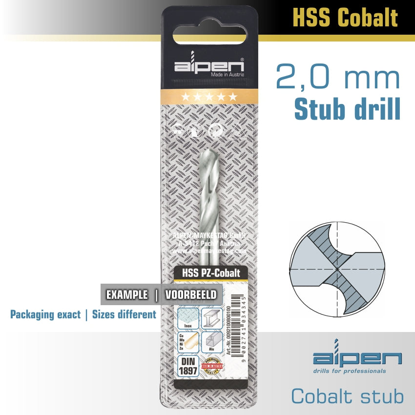 Cobalt Drill Bit Short Pouch 2.0 Mm