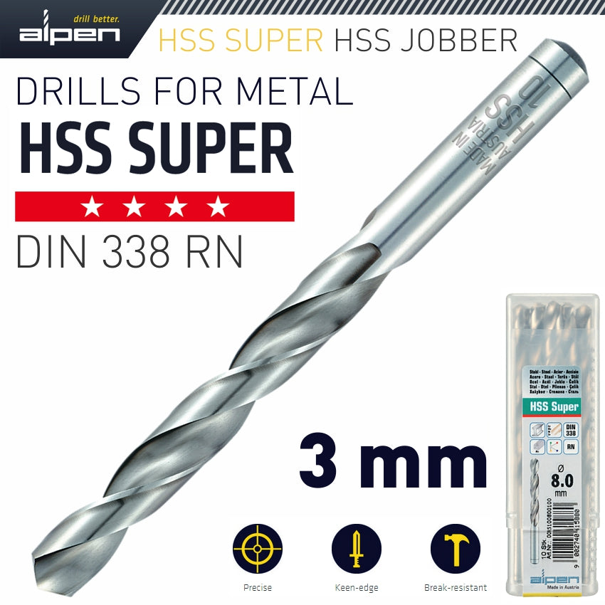 Hss Super Drill Bit 3 Mm Bulk