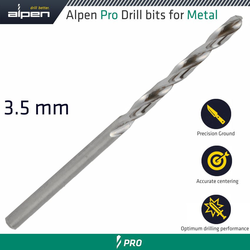 Alpen Pro Hss Drill Din 338 Rn 135 With Split Point 3.5 Mm Bulk