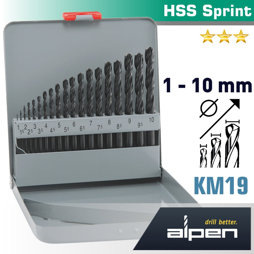 Hss Sprint Drill Bit Set 19 Piece 1 10 X 0.5 Mm In Metal Case