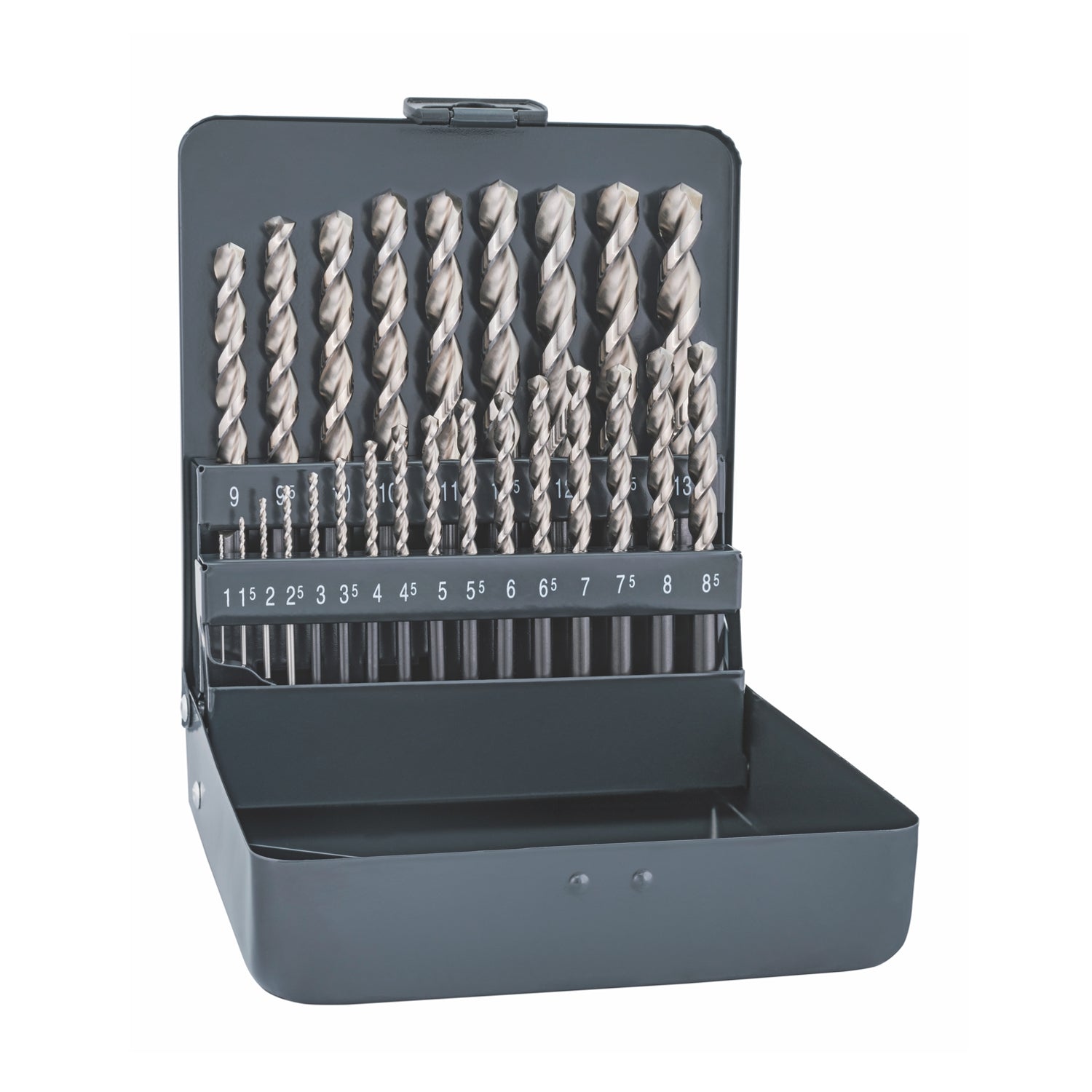 Cobalt Drill Bit Set 25 Piece 1 13 Mm X 0.5 In Metal Case