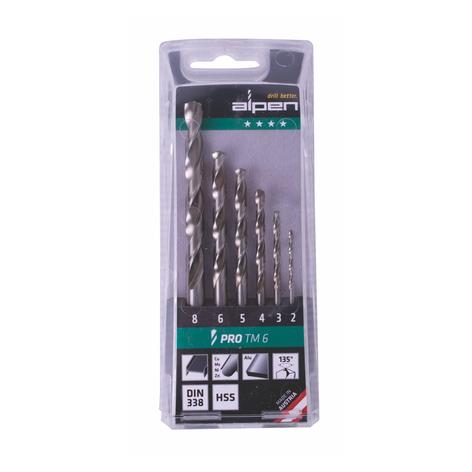 Hss Pro Drill Bit Set 6 Piece 2 8 Mm 111806100