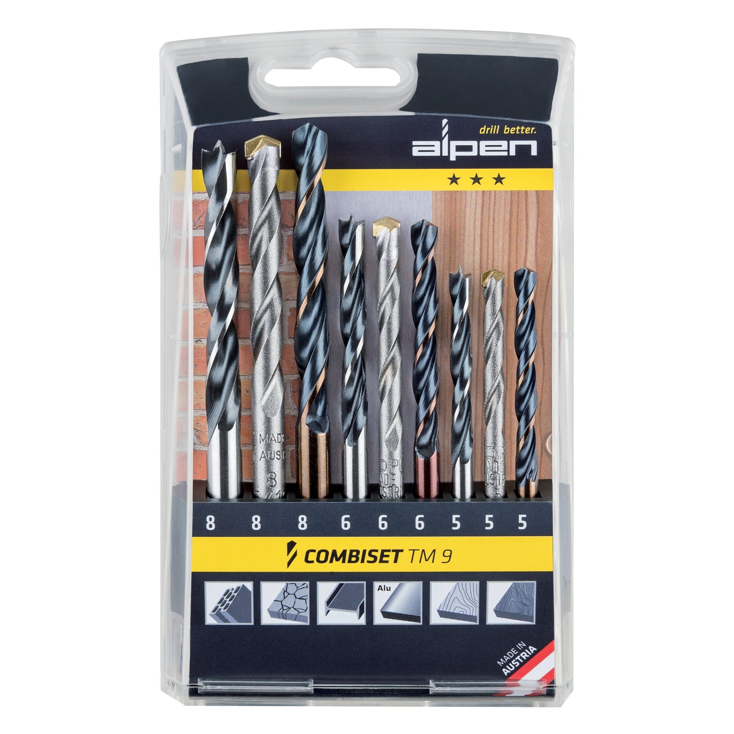 Wood Steel Masonry Drill Bit Set 9 Piece 5 6 8