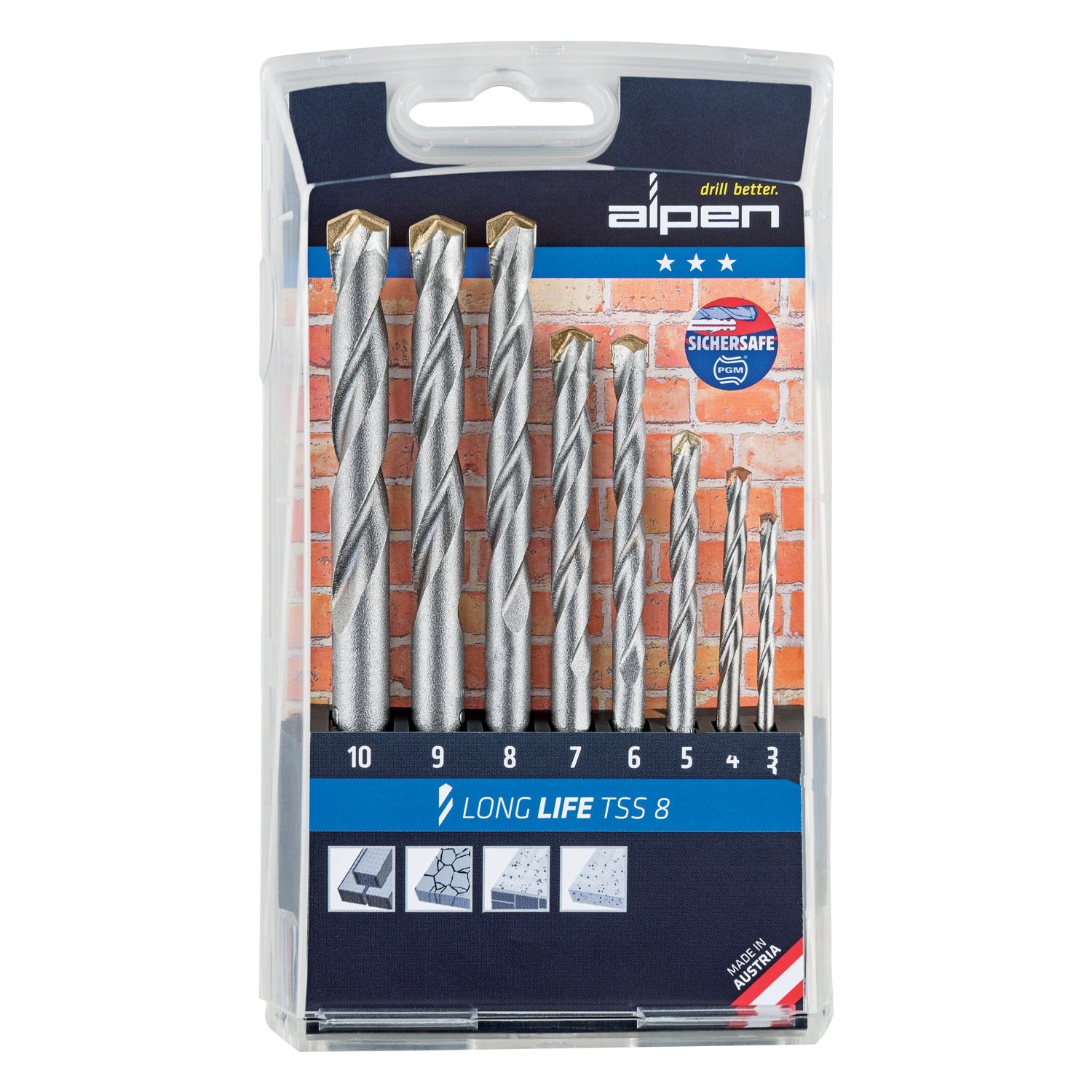 Masonry Drill Bit Set 8 Piece Long Life 3 10 Mm