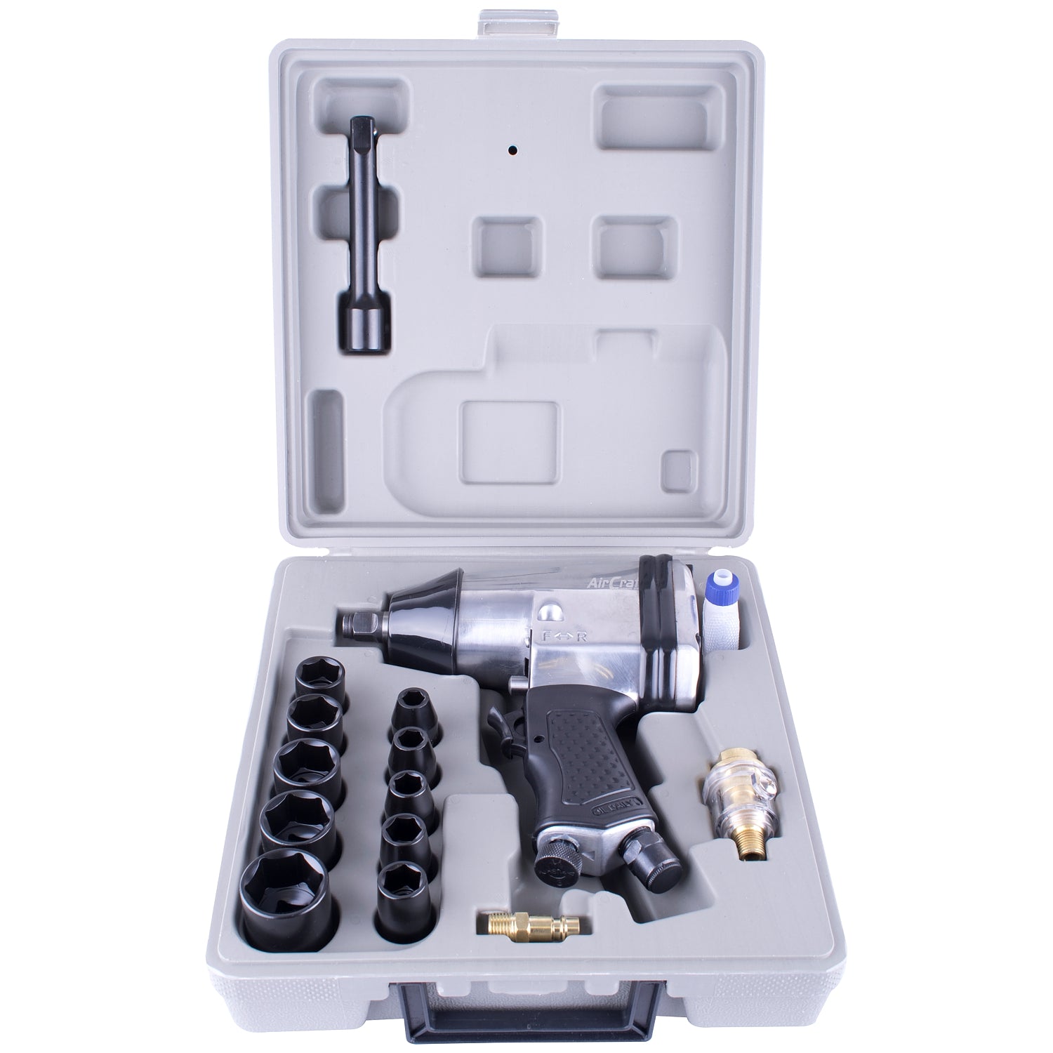 Air Impact Wrench 1/2' 17 Piece Kit Single Hammer