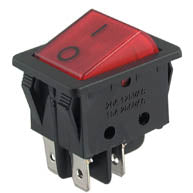 Rocker Switch Dpst 29x22 Red Iluminated B127 A Red