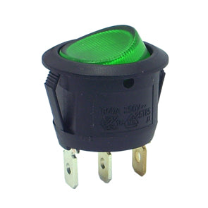 Round Rocker Switch 240 Vac 6 A Gr Spst Illuminated B1294 F Green