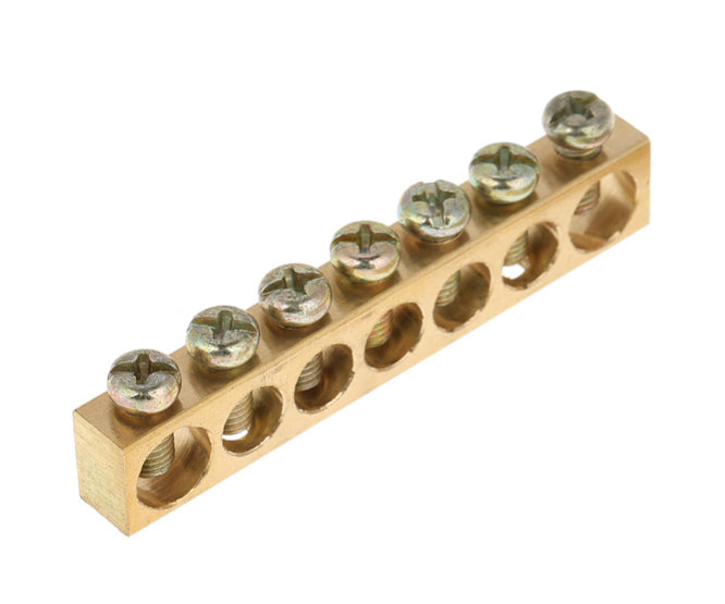 I-Earthing Bare Brass Busbar 7 Way Rb Brass Bars 7 W