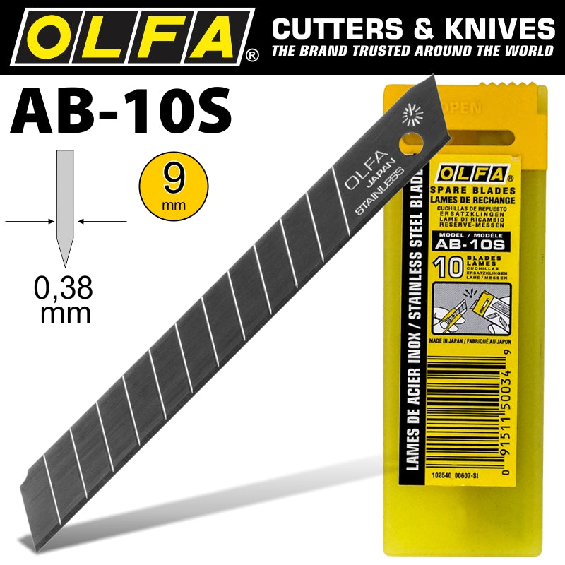 Olfa Blades Stainless Steel 10/Pack 9 Mm Carded