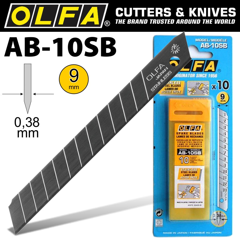 Olfa Blades Stainless Steel 10/Pack 9 Mm