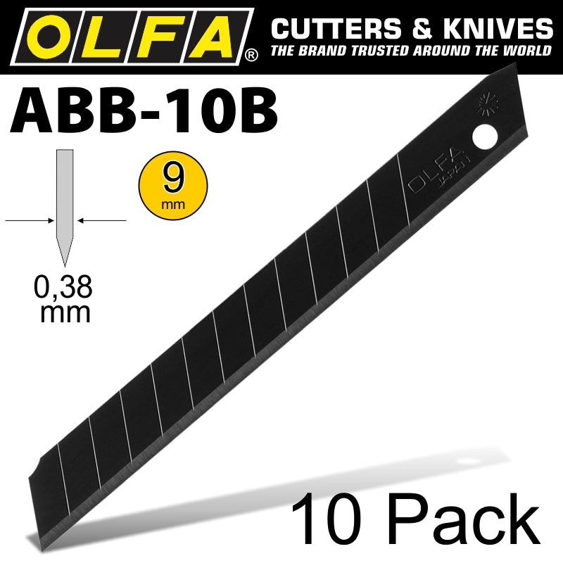 Olfa Blades Excel Black 10/Pk Carded Ultra Sharp 9 Mm