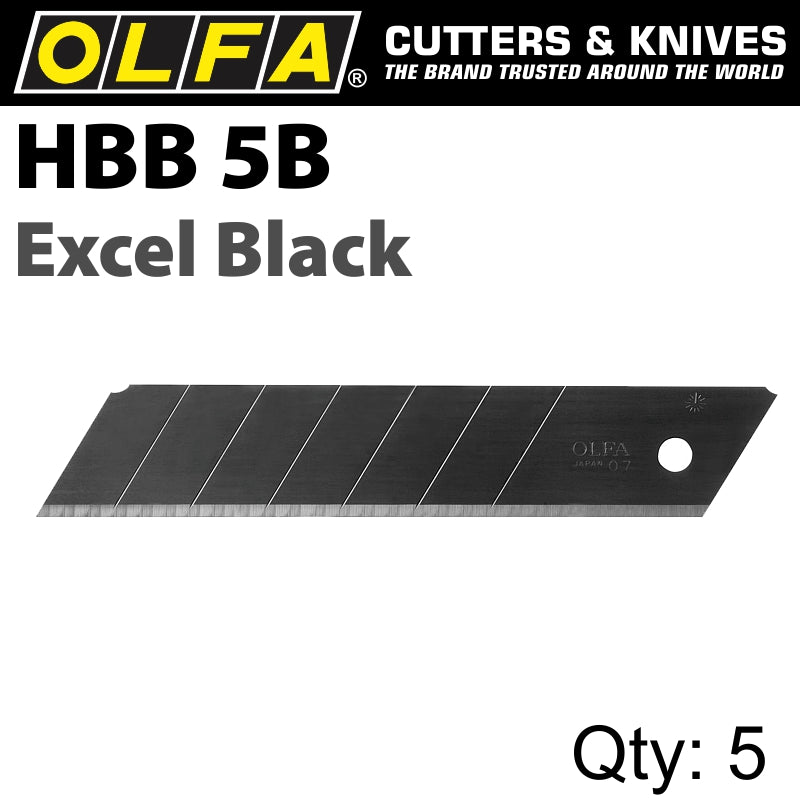 Olfa Blades Excel Black 5 Pk Ultra Sharp For H1; Nh1; Xh1 Cutters 25 Mm