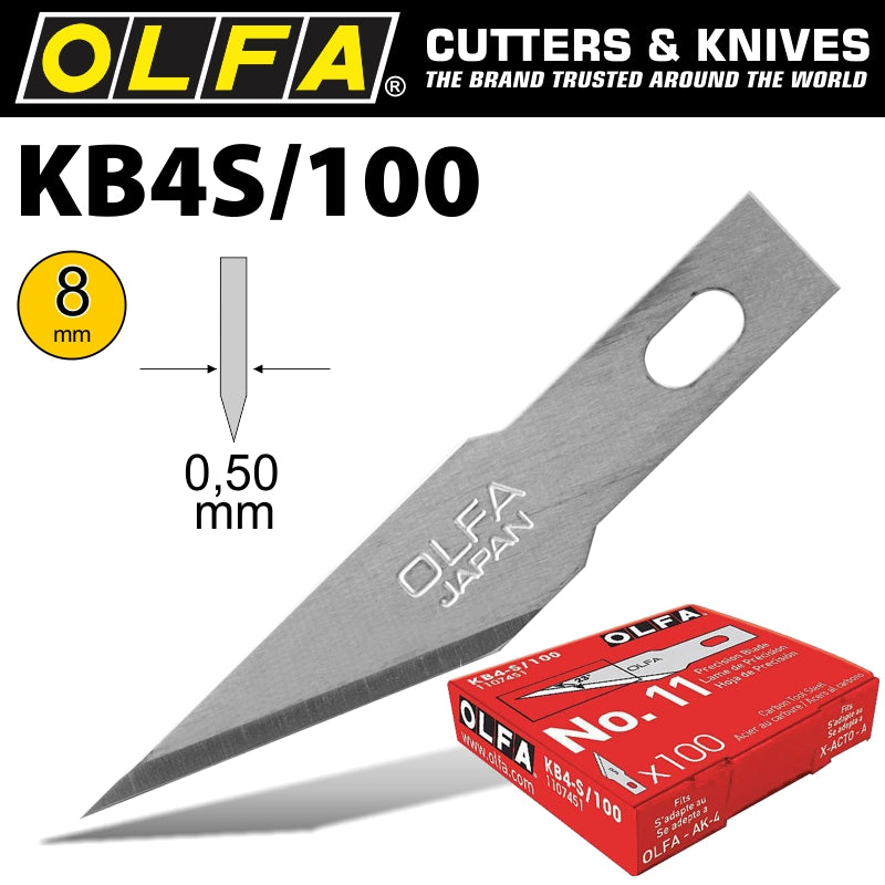 Olfa Precision Art Blade 100 Blades Per Pack 8 Mm