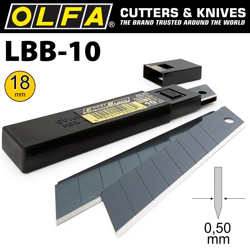 Olfa Blades Excel Black 10 Pack Ultra Sharp 18 Mm