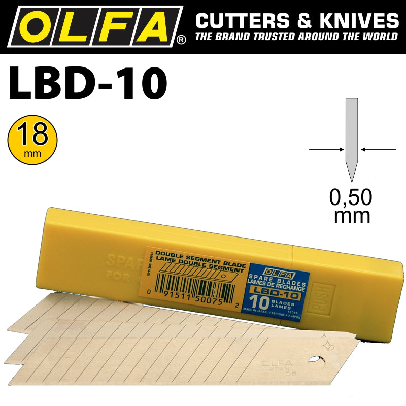 Olfa Double Segmented Heavy Duty Blades Lbd 10 10/Pack 18 Mm