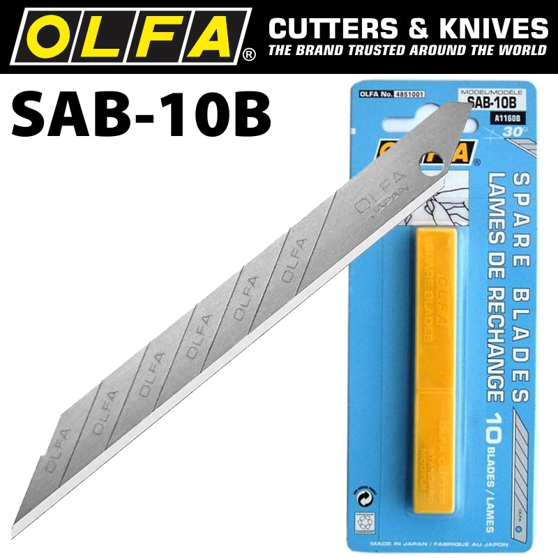 Olfa Blades For Sac1 10/Pk Blister 9 Mm Sharper Angled Blades