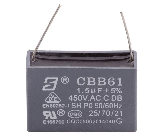 I-Capacitor Fan 1.5u F 250 Vac Wire Leads Cbb61 1.5 Uf/250 Vac / 210632