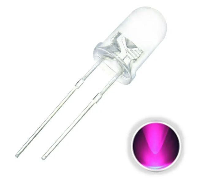 Led 5 Mm Rnd Cl Pk 5 Kmcd Pink 30 Deg 504 Pc