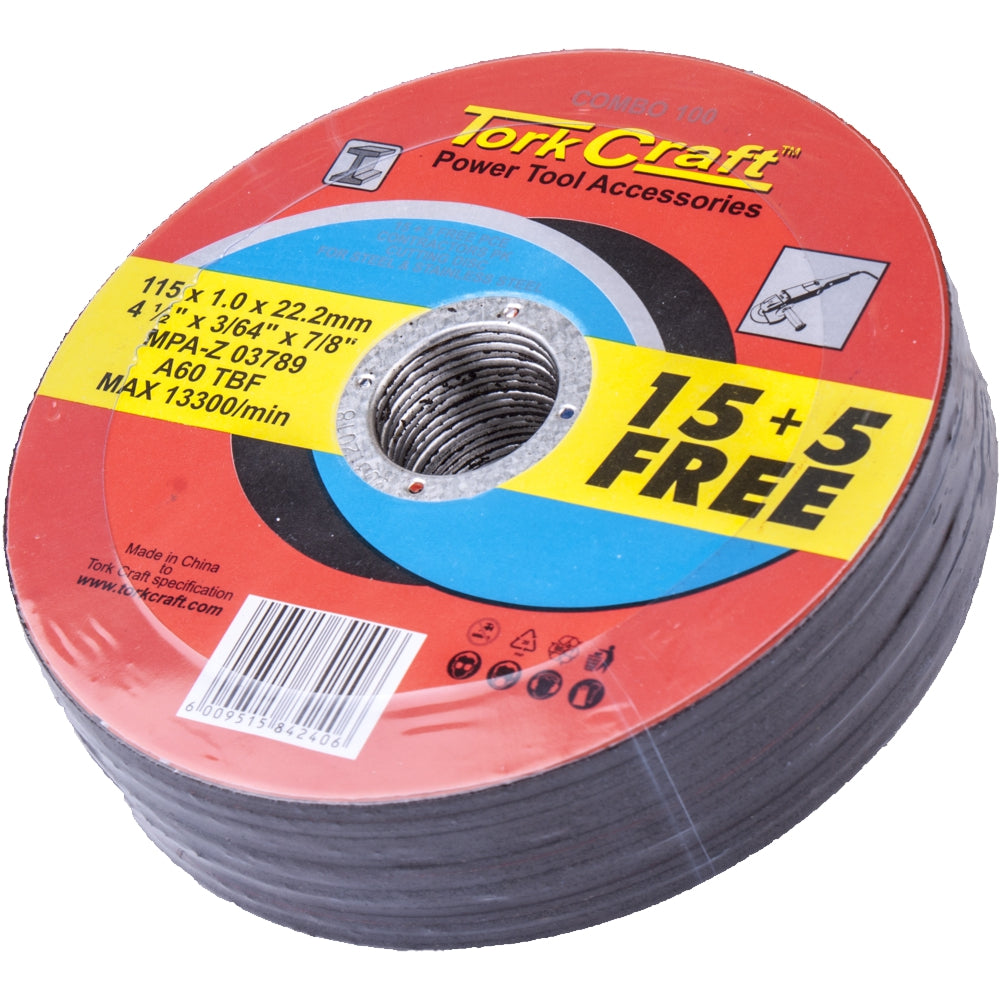 15+ 5 Free Cutting Disc Steel 115 X 1.0 X 22.2 Mm