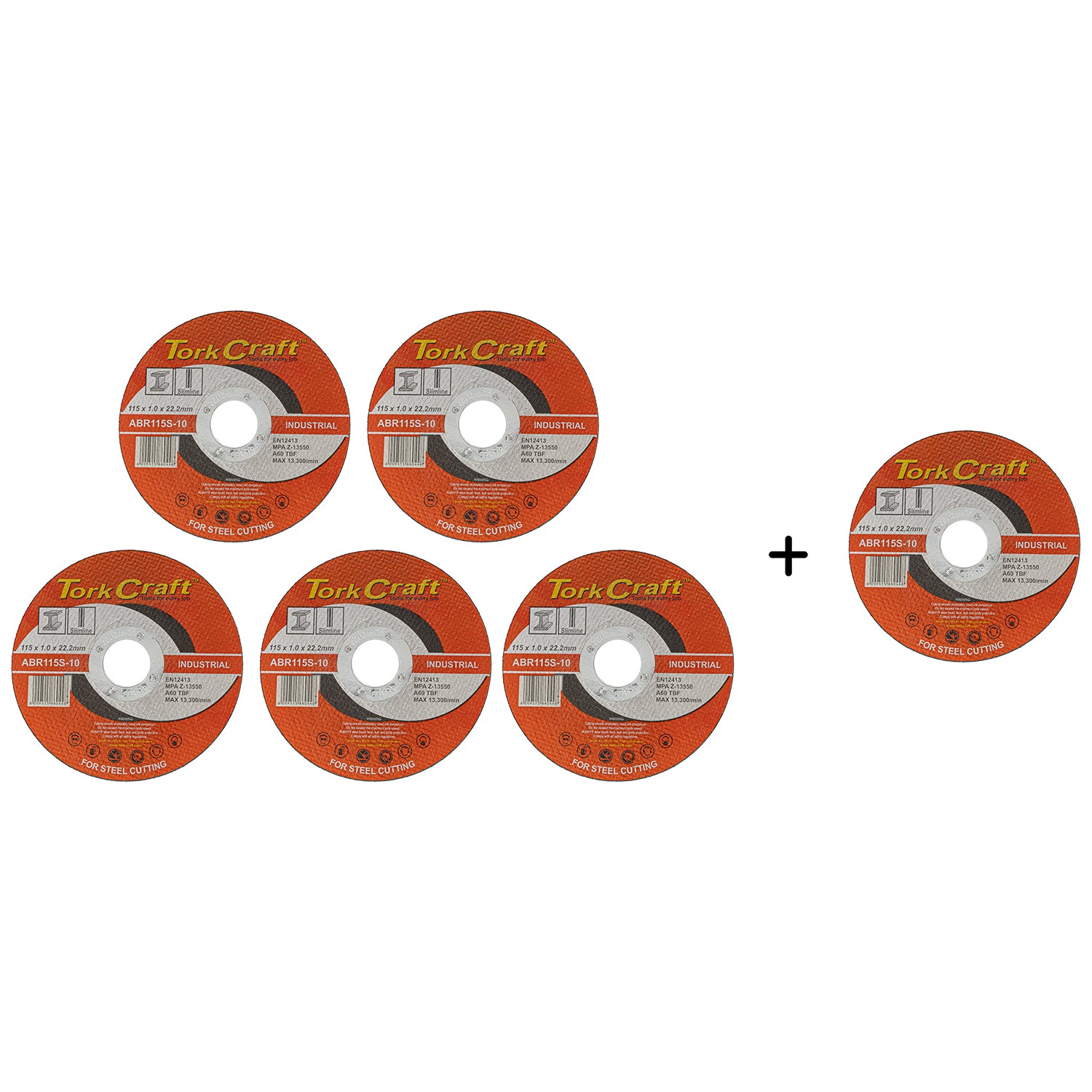 5 + 1 Free Cutting Disc Steel 115 X 1.0 X 22.2 Mm