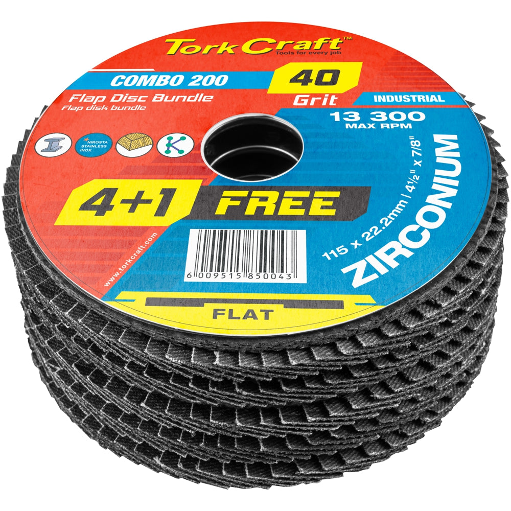 Flap Disc Zirconium 115 Mm 40 Grit Flat 4+1 Free