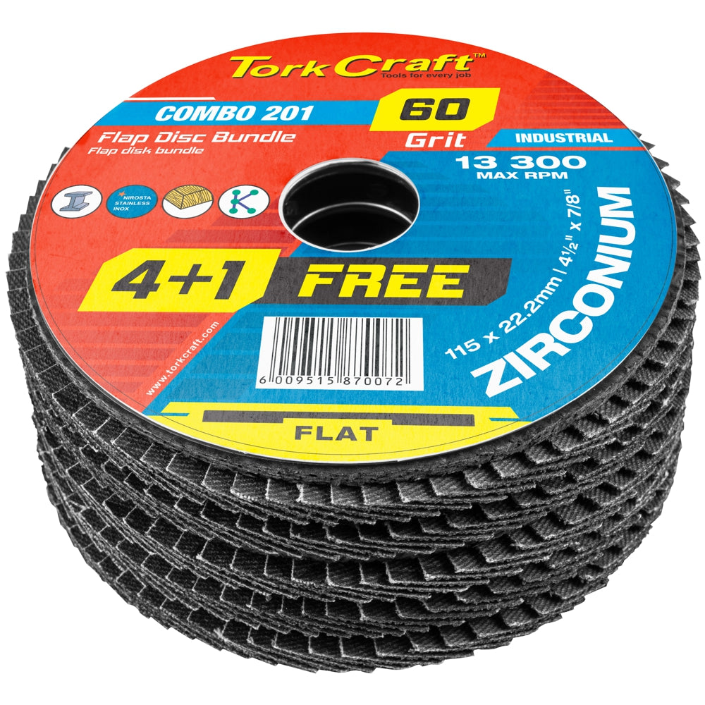 Flap Disc Zirconium 115 Mm 60 Grit Flat 4+1 Free