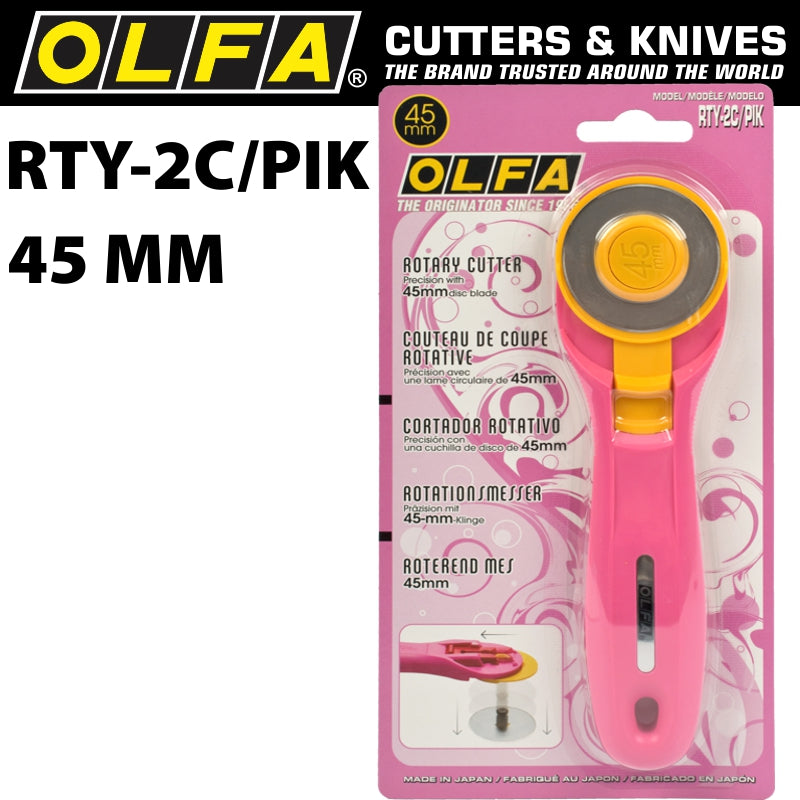 Olfa Rotary Splash Cutter 45 Mm Blade R/L Handed Pink