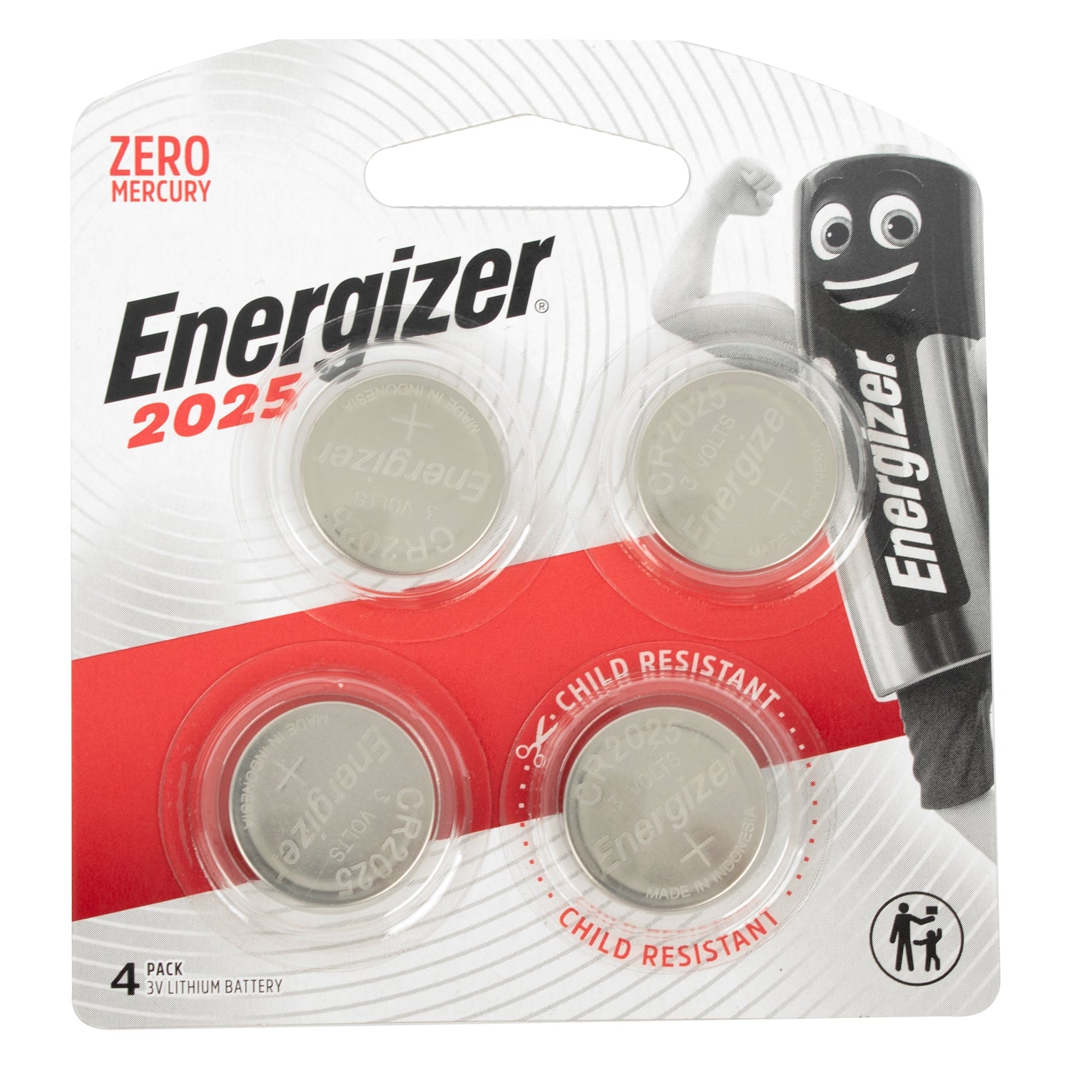 Energizer Cr2025 3 V Lithium Coin Battery 4 Pack (Moq12)