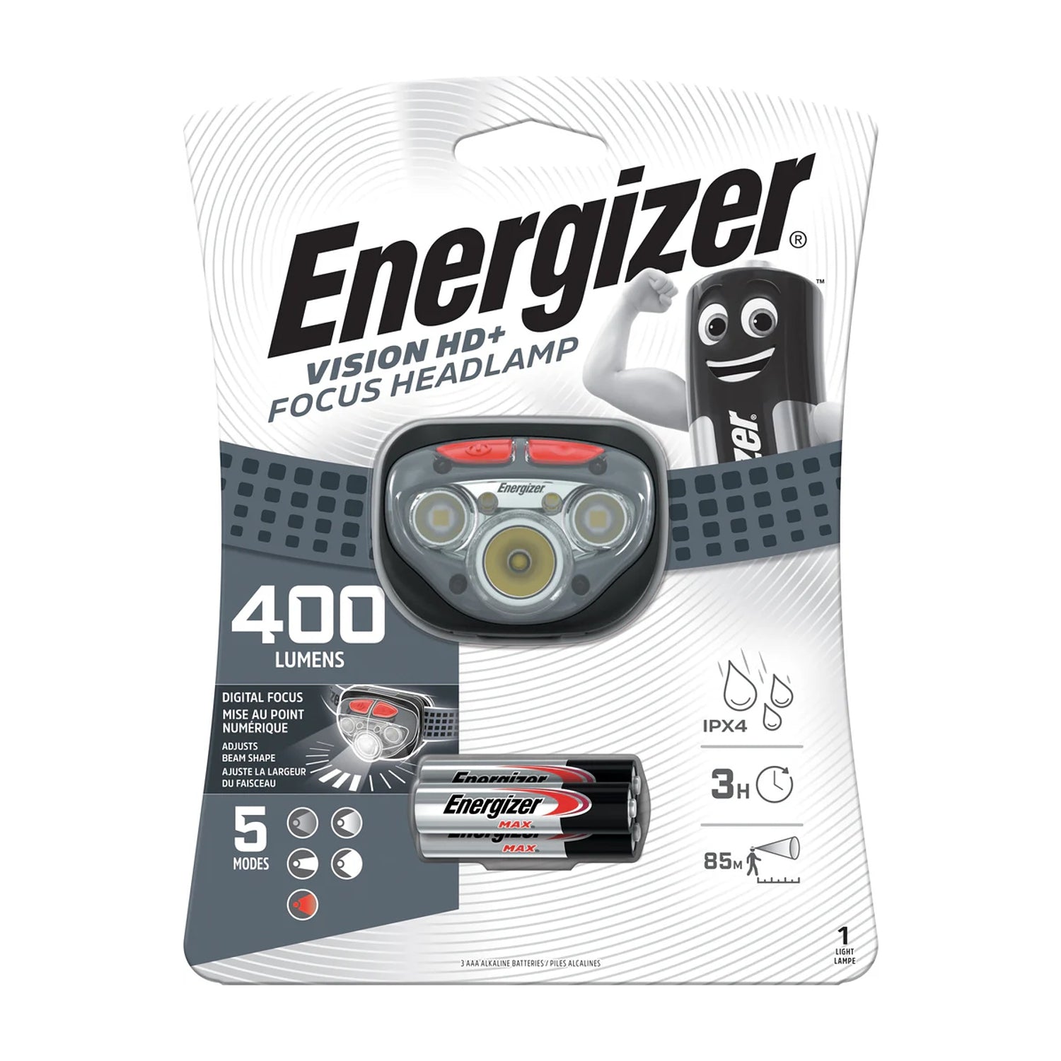 Energizer 400 Lum Vision Hd Plus Focus Headlight Grey