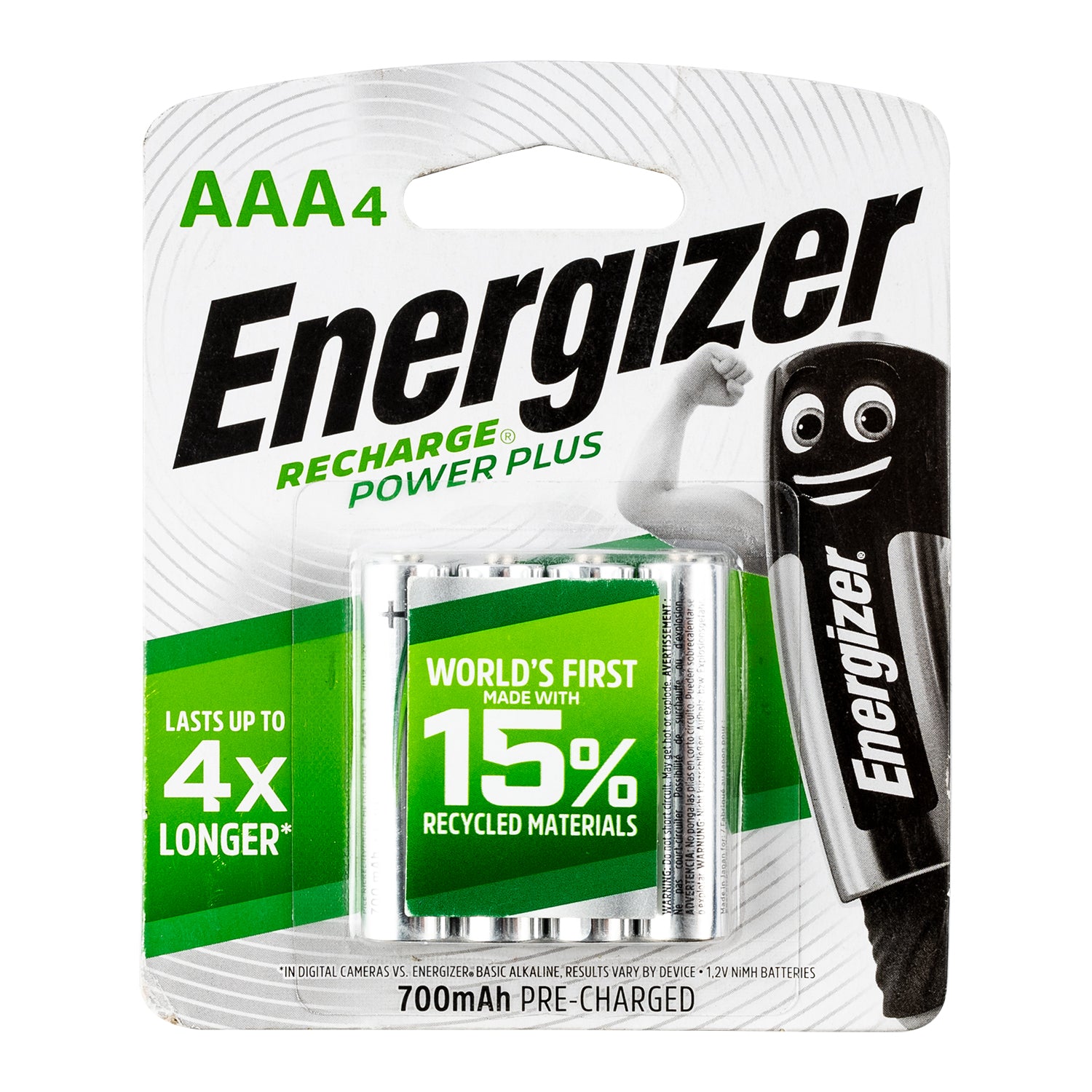 Energizer Recharge 700m Ah Aaa 4 Pack (Moq6)