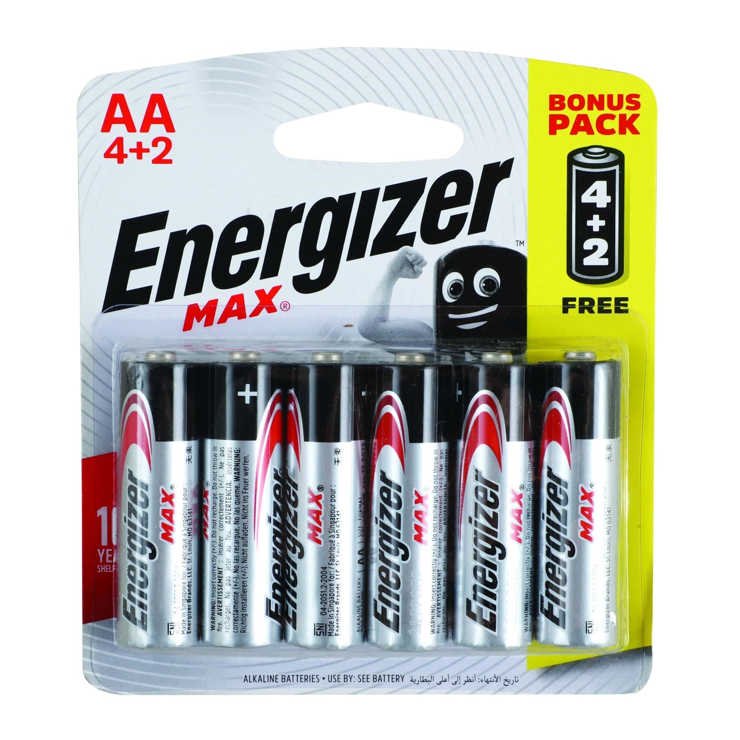 Energizer Max Aa 6 Pack 4+2 Free