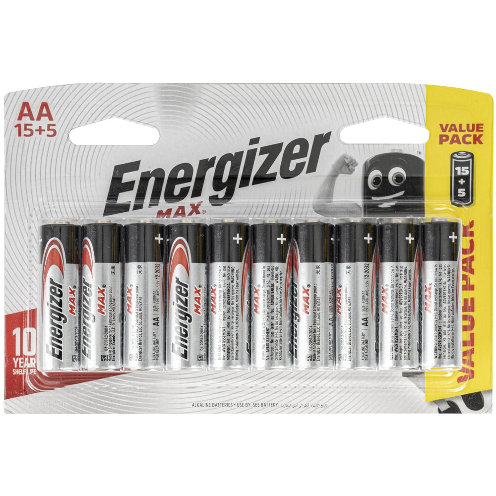 Energizer Max: Aa 15+5 Free Pack (Moq 10)