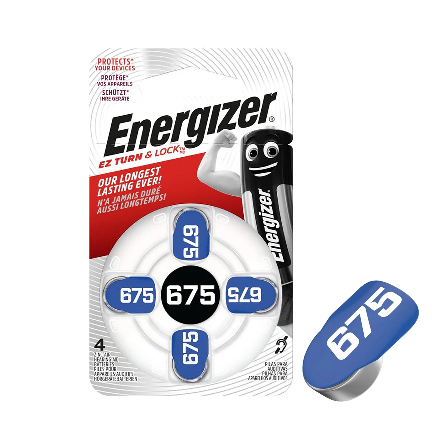 Energizer Hearing Aid Bat 675 Blue 4 Pack (Moq 10)