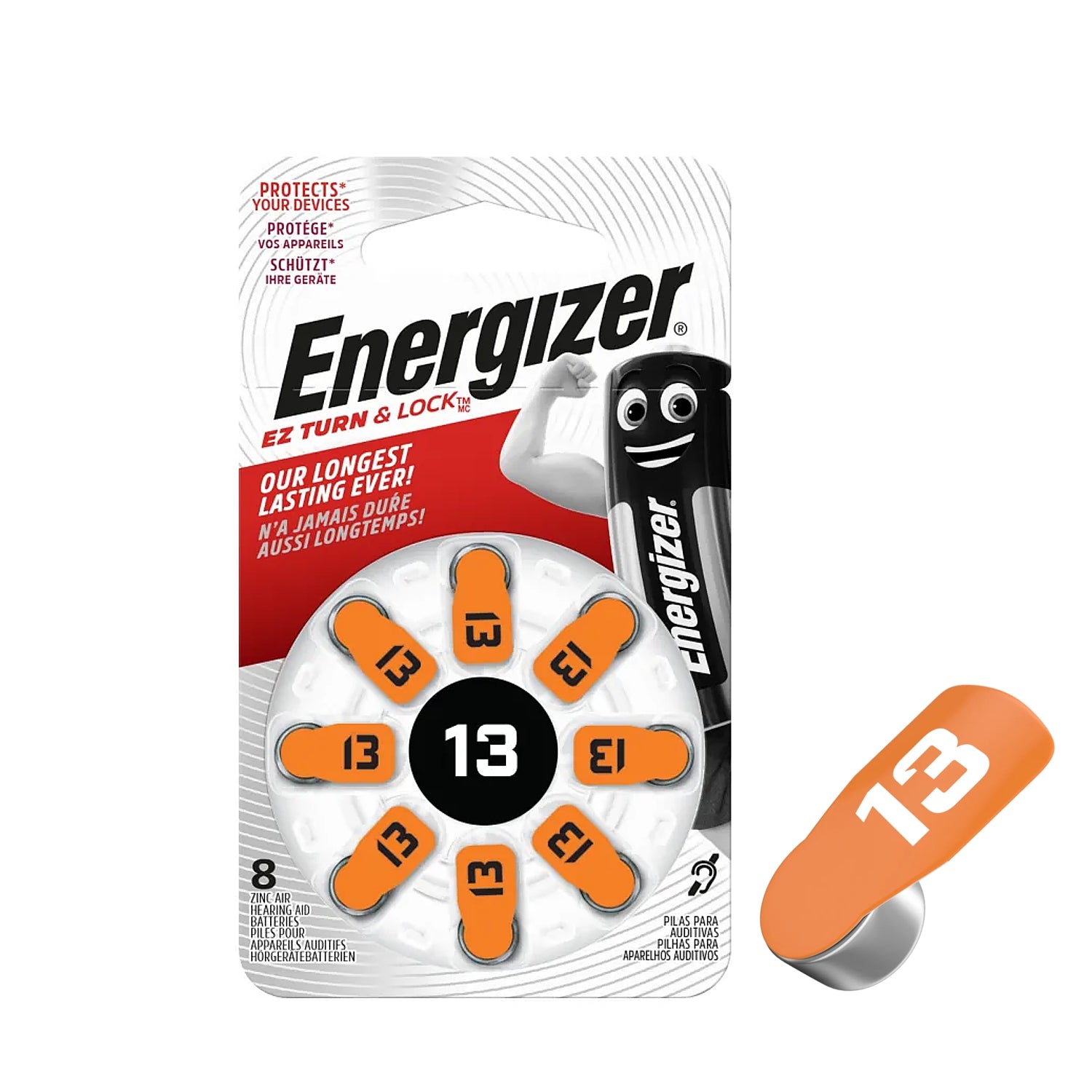 Energizer Hearing Aid Bat 13 Orange 8 Pack (Moq 10)