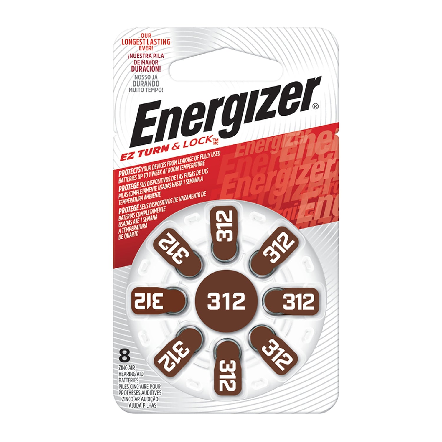 Energizer Hearing Aid Bat 312 Brown 8 Pack (Moq 10)