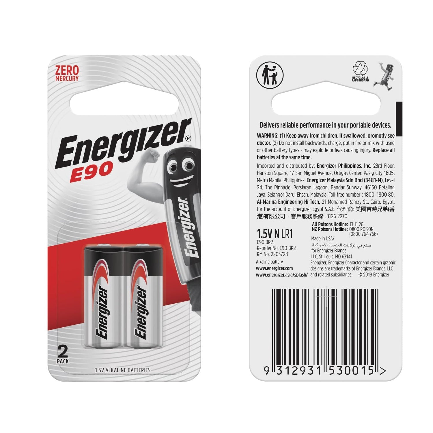 Energizer Miniature Alkaline Lr1 / E90