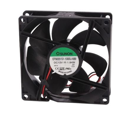 12 Vdc Axial Fan 92sqx25mm Slv 51 Cfm Lead Ef92251 S1 10000 A99